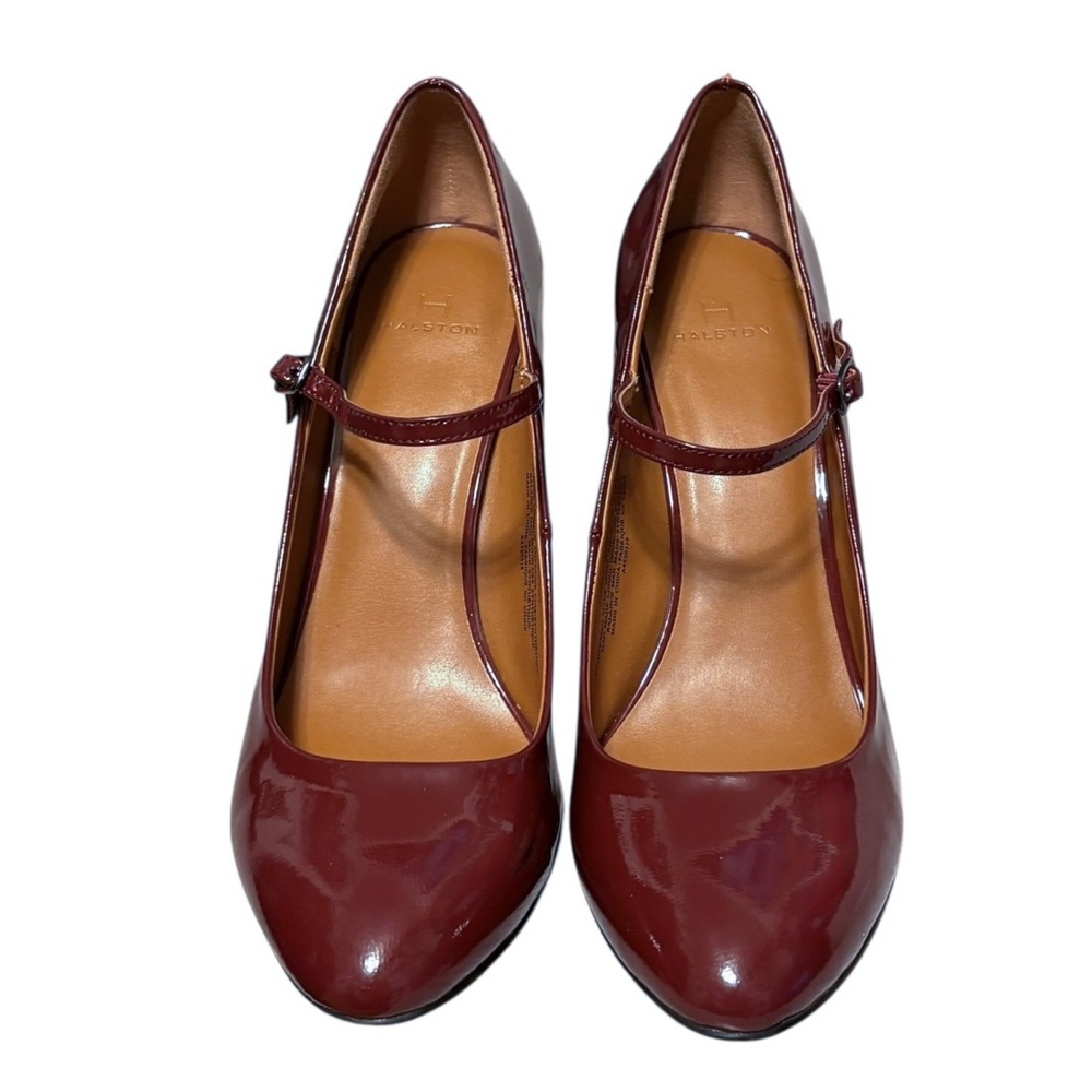 H Halston Patent Leather Mary Jane High Block Heeled Pumps - Picture 2 of 9